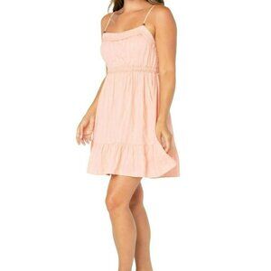 Celebrity Pink Peach Baby doll Mini Dress Lace Trim Cami Straps Ruffles Sz M NWT